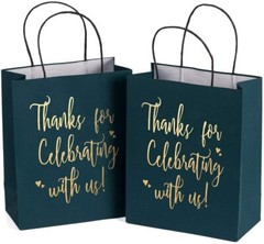 Medium Size Gift Bags – Gold Foil – Welcome Black or Thank You Navy