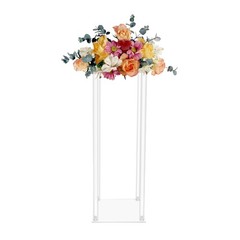 10Pcs Acrylic Clear Vase, 7.9×7.9×23.6In Rectangular Flower Display Stand,