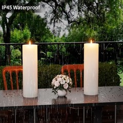 14″ x 4″ Large Outdoor Candle with Timer Waterproof Flickering 14in-1Pack White