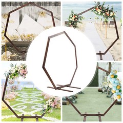 7.2FT Wedding Party Arch Door Wooden Heptagon Flower Arbor Stand Background USA