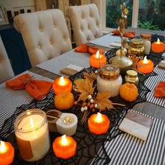 Fall Decorations for Home Pumpkin Tea Lights, 12 Pack LED Orange 12 PACK