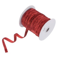 Metallic Glitters Velvet Ribbon 3/8″x50 Yards for Gift Bright Red
