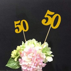 12PCS 50th Birthday Centerpiece Sticks Glitter 12 Count (Pack of 1), Gold