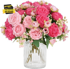 2 Packs Peonies Artificial Flowers, Mixed Pink Artificial Peonies, Silk Peonies