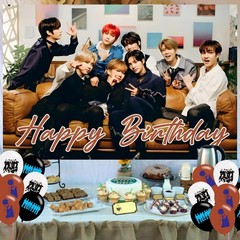 Stray Kids Birthday Party Decoration, Photo Background 5 x 3 FT, 18 Pcs Ballo…