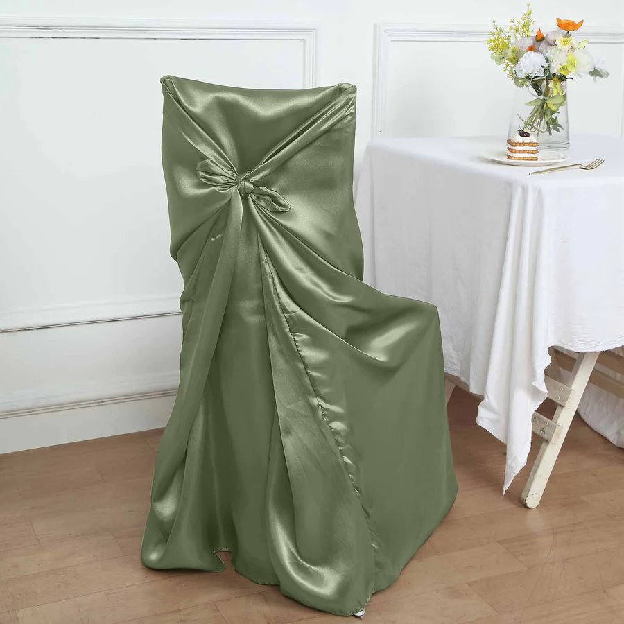 6 Eucalyptus Green SATIN UNIVERSAL CHAIR COVER for Wedding Banquet Reception