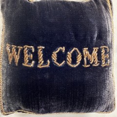 WELCOME/GO AWAY Honeymoon/Wedding gift Velvet, gold thread, bells-hangs on door