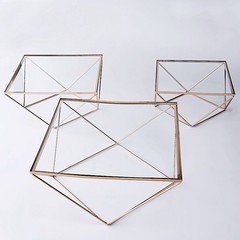 12″ Gold Clear Metal Glass Geometric Cake Stand Wedding Party Events Decorations