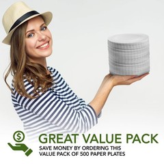 Stock Your Home 9-Inch Paper Plates Uncoated Everyday Disposable Plates 9 Paper