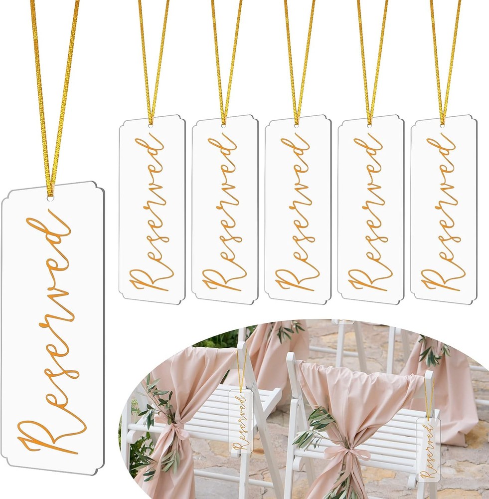 6 Pieces Reserved Signs for Wedding Chairs, Catcan Seating Clear