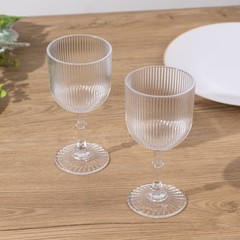 12 CLEAR Plastic Wine Glasses Vintage Ribbed Pattern Party Events Decorations