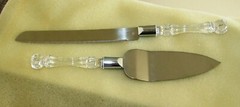 Vintage Wedding 2 Pc Hostess Set – Stainless Steel, Diamond Cut Acrylic Handles