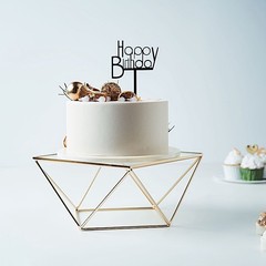 12″ Gold Clear Metal Glass Geometric Cake Stand Wedding Party Events Decorations