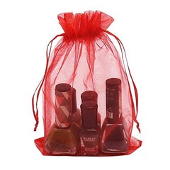 Organza Bags 100pcs, 5 x 7 inches Christmas Gift Drawstring Bags Mesh Red