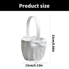 Party Decoration Basket Special Occasion Basket Charm White Satins Flower Basket