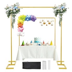 8.2FT x 8FT Backdrop Stand Heavy Duty with Base, Gold Portable Matte Gold