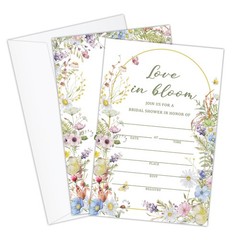 ZEDEV 25 Sets Flower Double Sided Wedding Invitations 4*6 inches, Multicolor