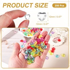 250Pcs Acrylic Heart Gems Heart Shaped Bauble Vase Fillers Ornaments Clear