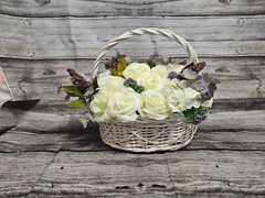 Wedding Table Centerpieces, Floral Reception Centerpieces, Purple, Ivory, Roses