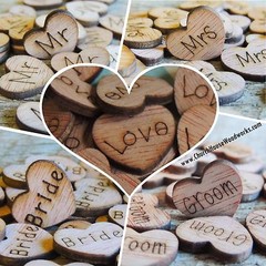 500 Wood Heart Table Confetti Combo Pack Wooden Hearts Mr Mrs Bride Groom Love