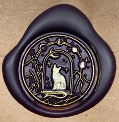 Cat in Arched Window, Moon Phases Overhead 1.2″ Wax Seal Stamp Head (imperfect)