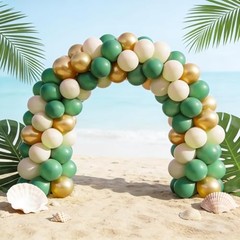 Sage Green Gold White Balloons Kit 60pcs 12 in Sage Green Gold and Sand White