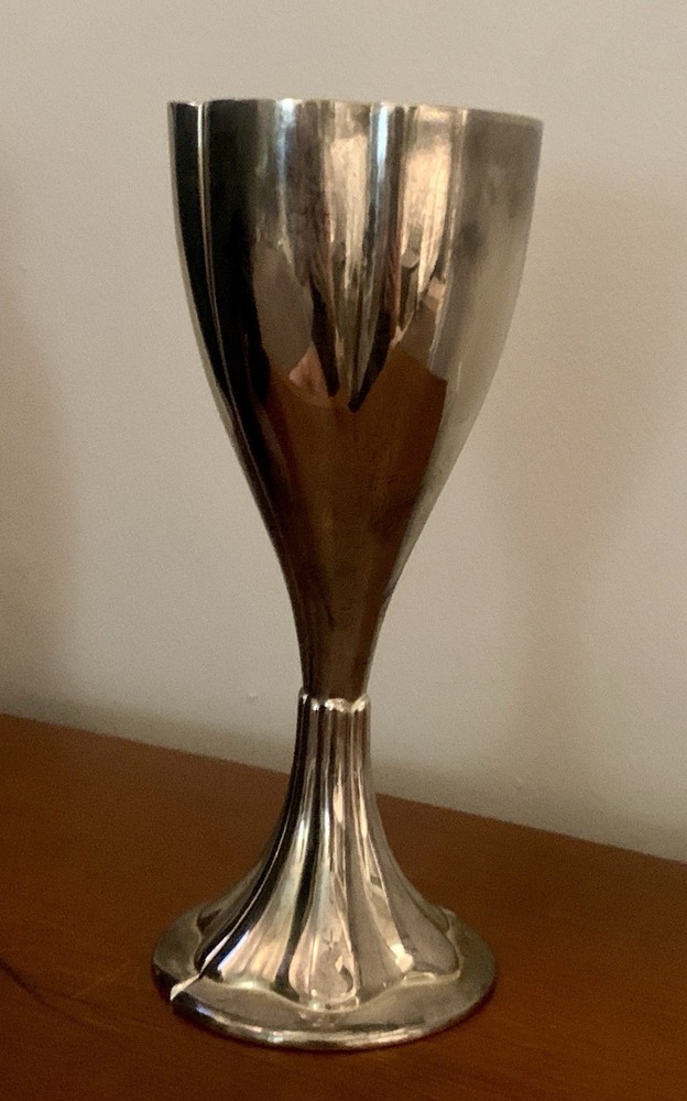 SILVER PLATED SPLIT WEDDING TOASTING GOBLETS . “COMPLETE HEART”