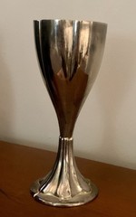 SILVER PLATED SPLIT WEDDING TOASTING GOBLETS . “COMPLETE HEART”