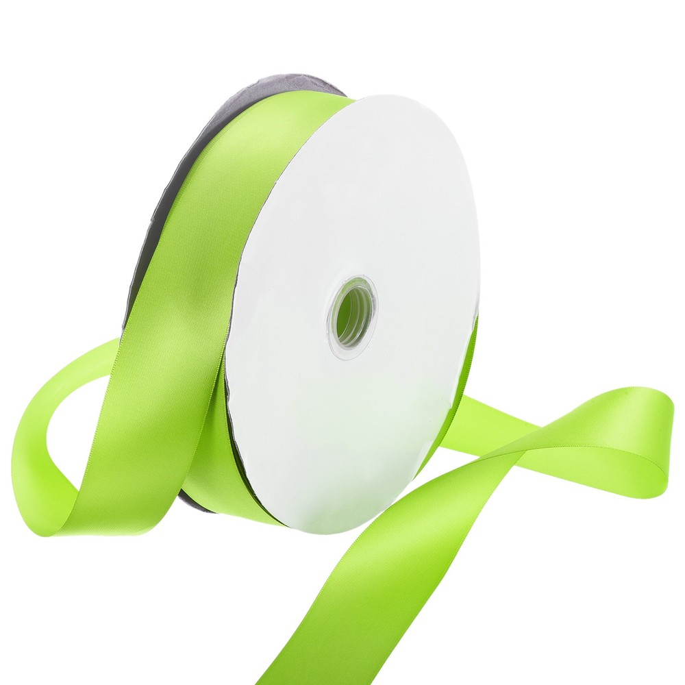 100 Yard Satin Ribbon Double Sided Grosgrain Silk Ribbon, 1.5″/Lawn Green