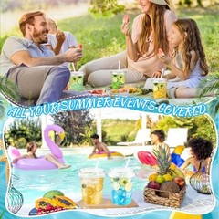 30 Sets 34 oz Drink Buckets with Lids and Straws, Disposable 30 PCS Clear