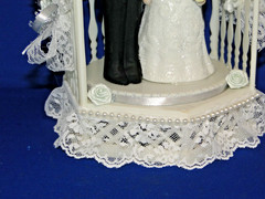 New Elegant Gazebo Wedding CakeTop, porcelain couple, pale blue #386