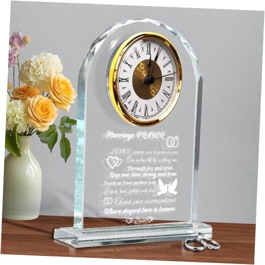 Wedding Gifts for Couples 2025 – Elegant Crystal Clock with Inspiring Quote,