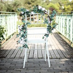 5 ft long Green Artificial Eucalyptus Leaves Cotton Balls Vine Party Garland