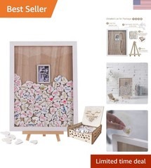 Personalized Wedding Guest Book Frame – 100 Wooden Hearts for Keepsake Memories