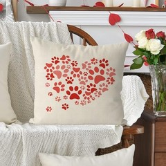 Valentines Day Pillow Covers 18×18 Inch Love Hearts Paws Farmhouse Sofa Throw