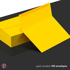 A7 Envelopes, 5 1/4″ x 7 1/4″, Sun Yellow, Square Flap, 24w (90gsm), 100 Qty