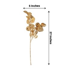2 Gold 27 in Artificial Eucalyptus LEAF Metallic Faux Greenery Stems Party Event