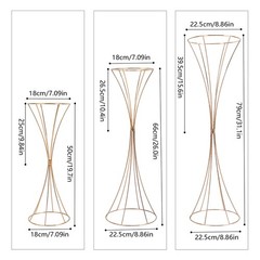 3 pcs Gold Wedding Table Hourglass-shaped Flower Stand For Anniversary Ceremony