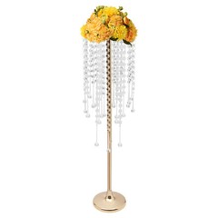 10pc 75cm Large Gold Flower Stand With acrylic Beads Strand Wedding Decor