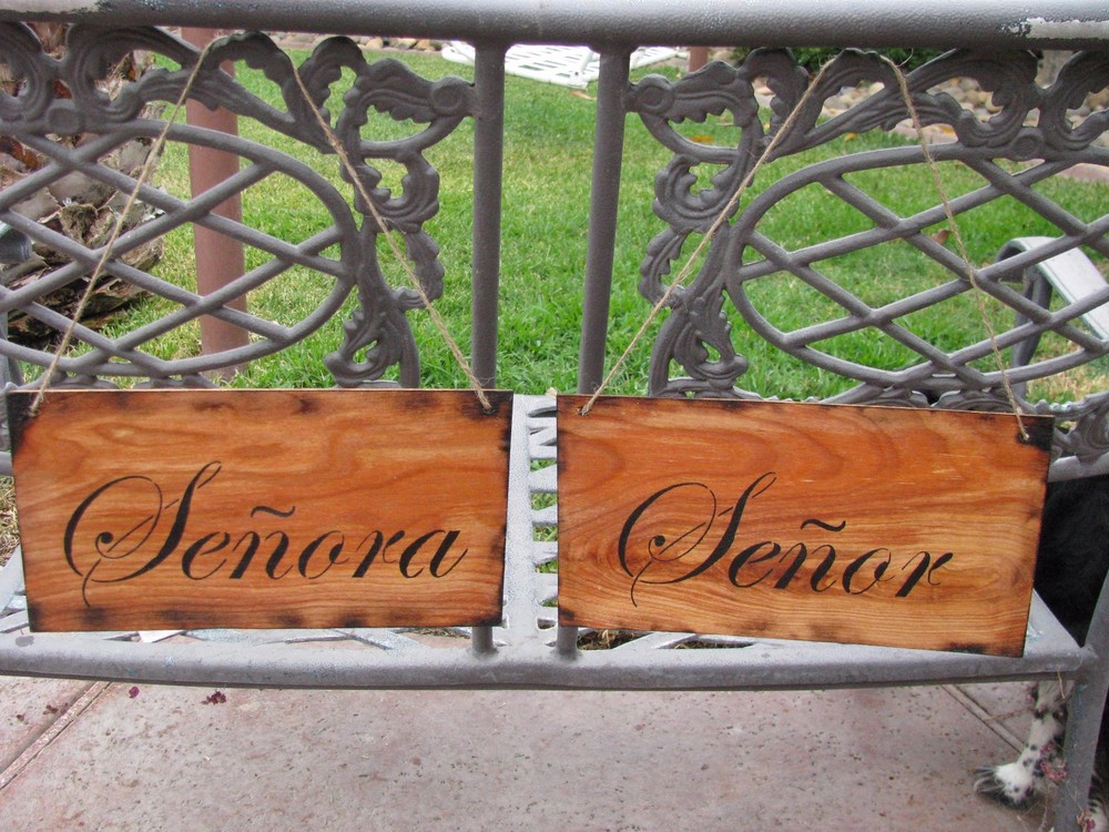 Senor and Senora Wedding chair signs Cottage Distressed hand made wood shabby