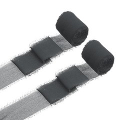 2 Rolls Chiffon Ribbon 1.5 Inch x 5 Yard Silk Ribbon Deep Grey