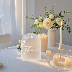 5×7 Inch Frosted Arch Wedding Table Numbers 1-15 with Stands Acrylic Arch Sign w