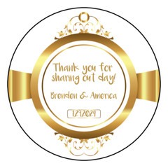 12 Favor Labels Wedding Anniversary Birthday 2.5″ Gold Choice Design Personalize