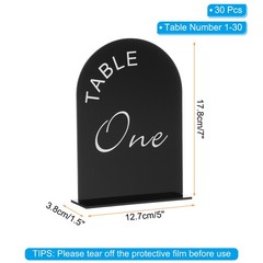 30pcs Black Arch Sign with Stand, 5″x7″ Table Number Holders(Numbers 1-30)