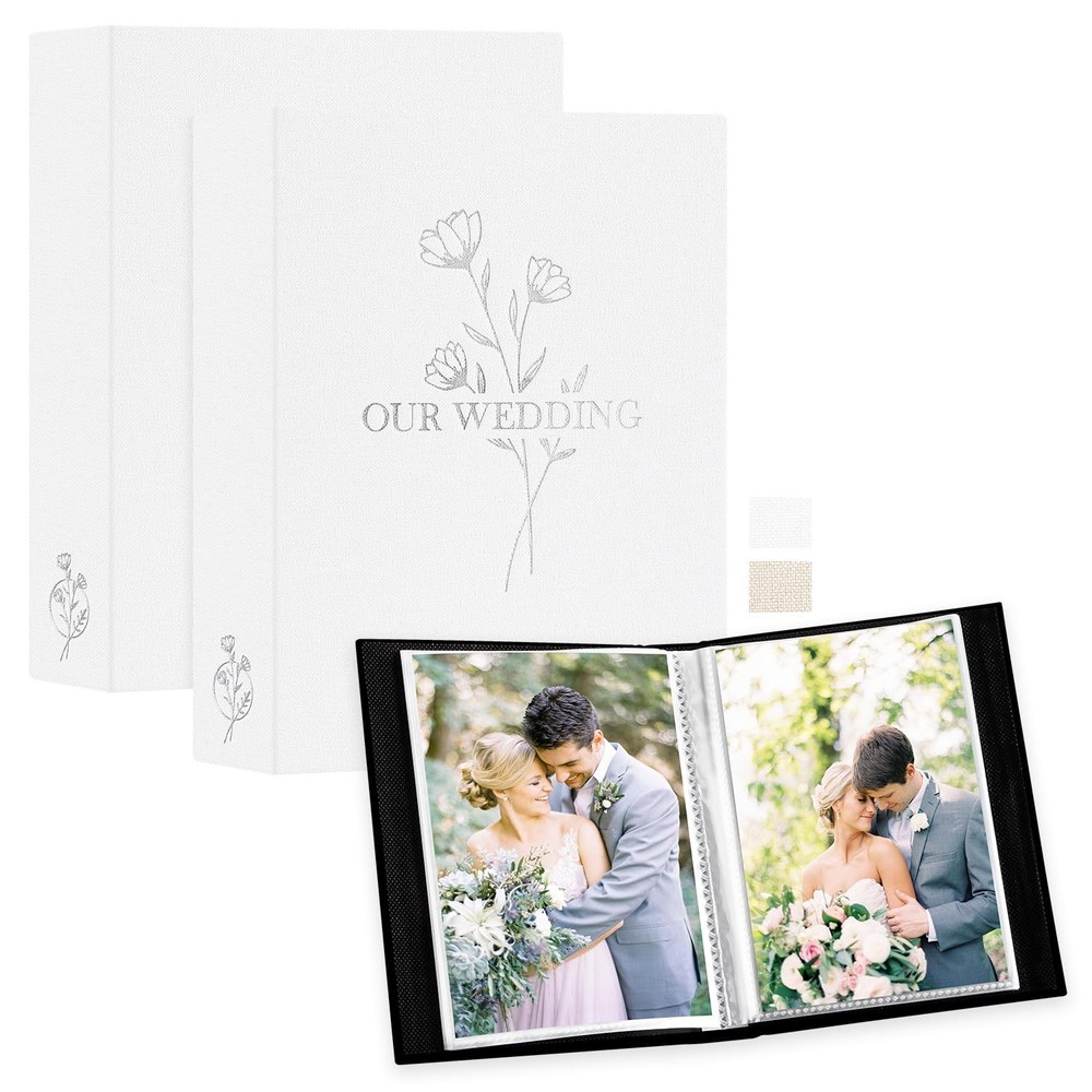 Lanpn Wedding Photo Album 5×7 2 5×7/50 Photos(2PK), OUR WEDDING – White