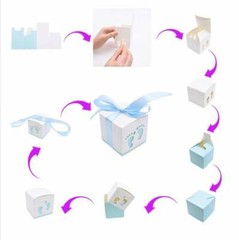 100x Blue Pink Baby Feet Baby Shower Favor Box Green Purple Baby Boy Girl Favors