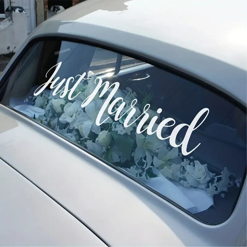 NEW JUST MARRIED Personalized Wedding Car Decal Sticker Decoration