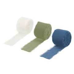 3 Rolls Chiffon Ribbon 1-1/2″ 10Yard Cream/Sage Green/Jean Blue