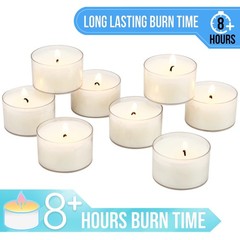 Stonebriar Bulk 96 Pack Unscented Smokeless Long Burning Clear Cup Tea Light