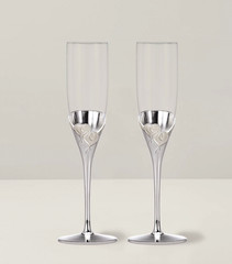 Lenox True Love Silverplated Flute Glass Set of 2